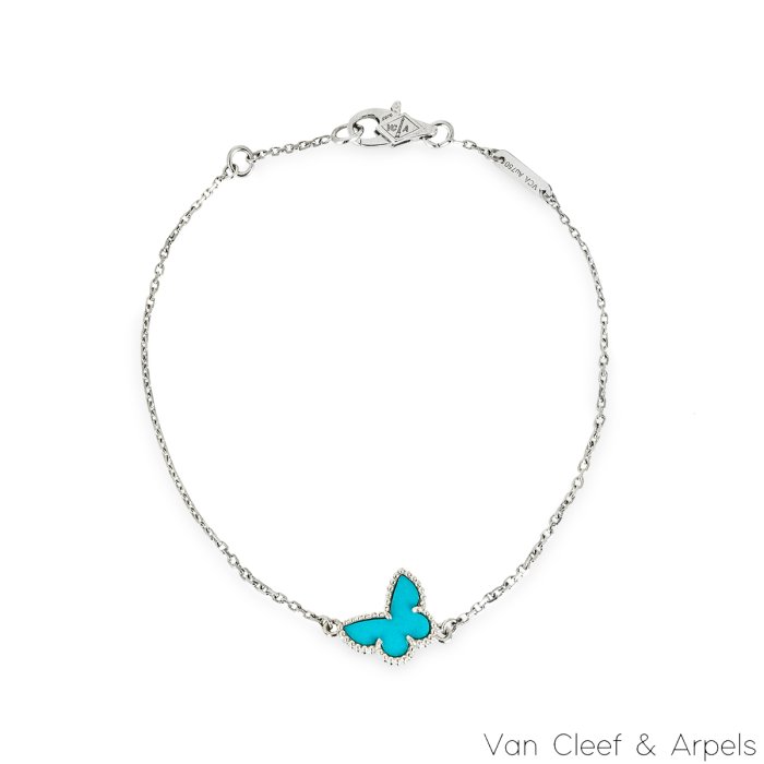 Van Cleef & Arpels White Gold Sweet Alhambra Butterfly Turquoise Bracelet VCARF80400
