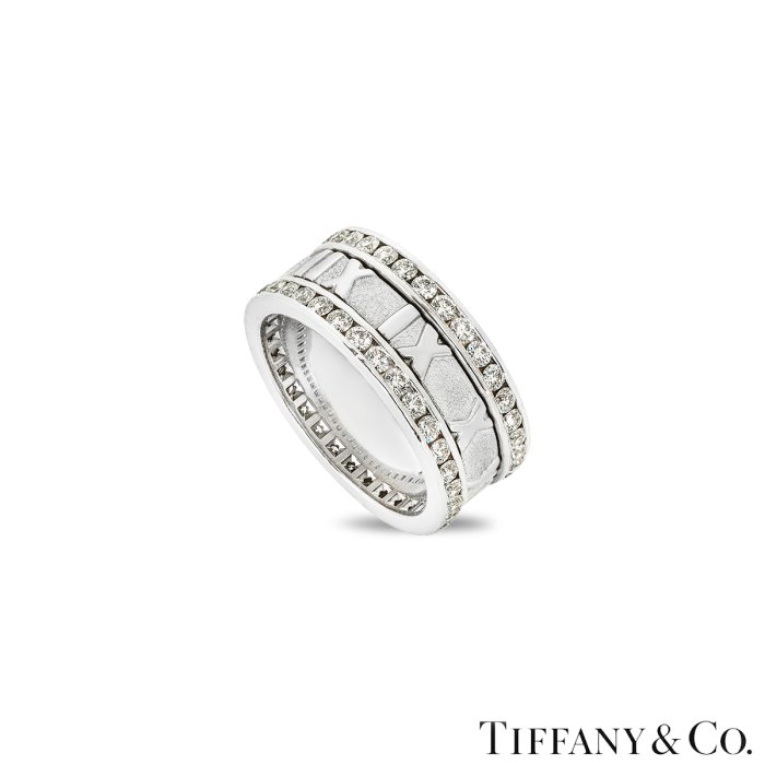 Tiffany & Co White Gold Diamond Atlas Ring 