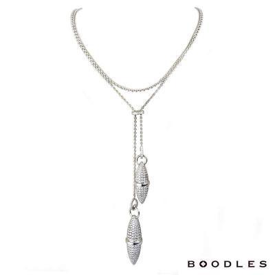 <p>Boodles 18k White Gold Diamond Set Velocity Double Drop Pendant 6.53ct</p>

