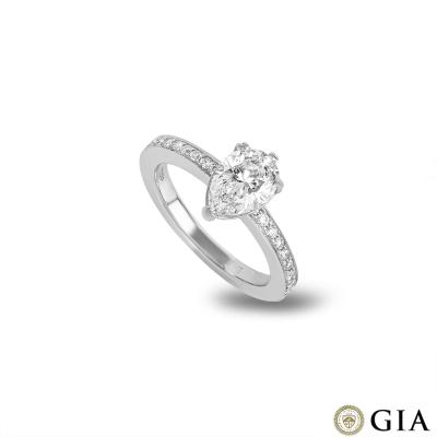 Platinum Pear Cut Diamond Ring 1.21 G/VS1