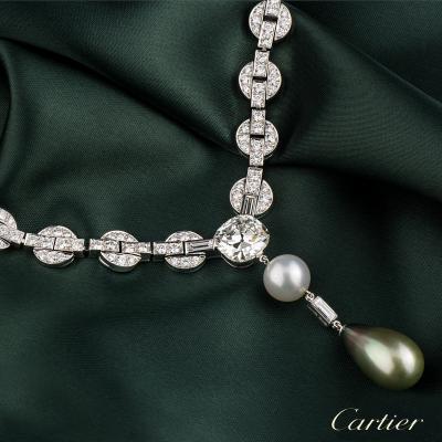 <p>Cartier?Orissa?Diamond and Pearl Necklace</p>
