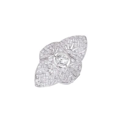 Art Deco Diamond Filigree Dress Ring in Platinum