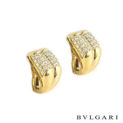 <p>Bvlgari 18k Yellow Gold Diamond Set Earrings 3.00ct</p>
