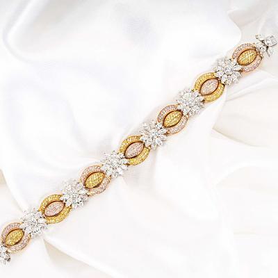 Tri-Colour Gold Fancy Yellow, Natural Pink & White Diamond Bracelet
