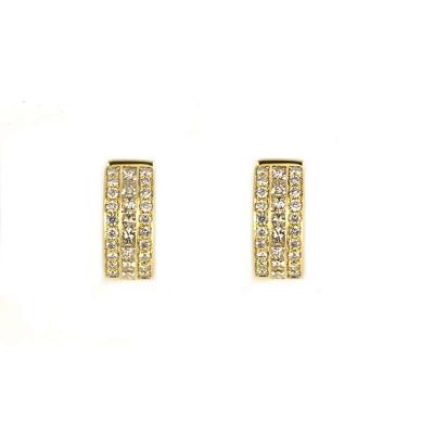 18k Yellow Gold Diamond Set Hoop Earrings 1.60ct