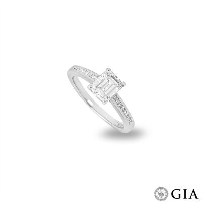 White Gold Emerald Cut Diamond Ring 1.12ct F/VVS2
