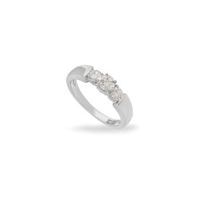 White Gold Diamond Three Stone Ring 0.68ct TDW
