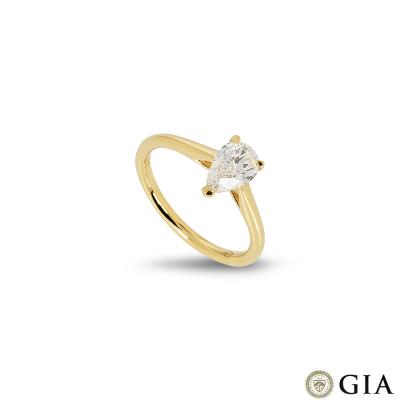 Yellow Gold Pear Cut Diamond Ring 0.90ct F/VVS1
