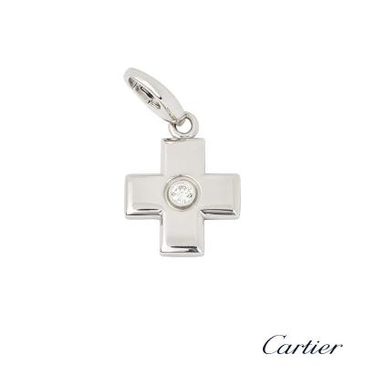<p>Cartier 18k White Gold Diamond Set Cross Charm</p>
