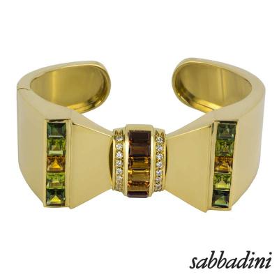 <p>Sabbadini 18k Yellow Gold Multi Gemstone Set Bangle</p>
