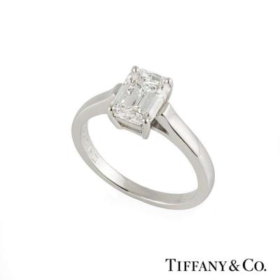<p>Tiffany & Co. Emerald Cut Diamond Ring in Platinum 1.56ct F/VS1 B&P</p>
