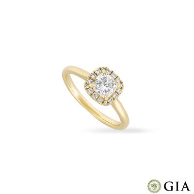 Yellow Gold Cushion Cut Diamond Ring 0.71ct I/SI1