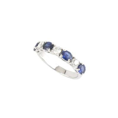 18k White Gold Diamond & Sapphire Half Eternity Ring