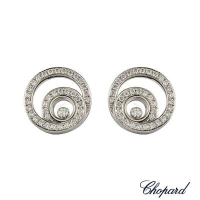 <p>Chopard 18k White Gold Happy Diamond Earrings 837108-1001 B&amp;P</p>
