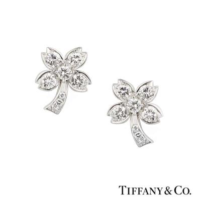Tiffany & Co Diamond Palm Tree Earrings in Platinum