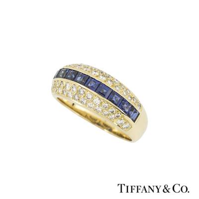 <p>Tiffany & Co. 18k Yellow Gold Diamond and Sapphire Ring</p>
