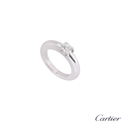 <p>Cartier 18k White Gold Diamond C De Cartier Ring Size 48</p>
