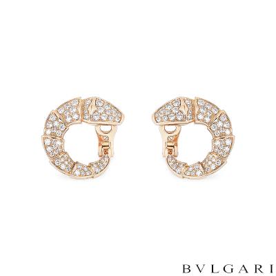 Bvlgari Rose Gold Diamond Serpenti Earrings