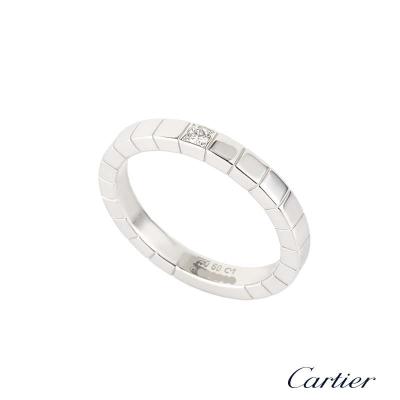 Cartier 18k White Gold Diamond Set Lanieres Wedding Band Size 57 B4058700