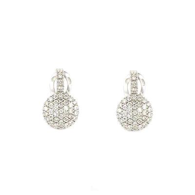 <p>18k White Gold Pave Diamond Earrings 1.09ct G/VS</p>
