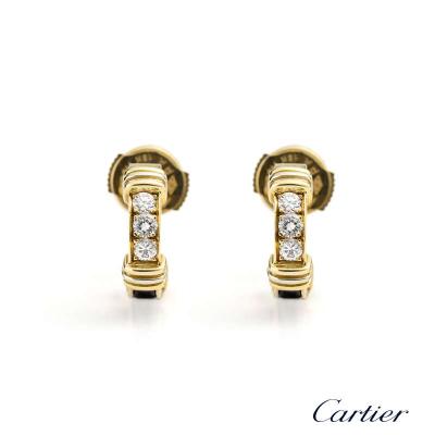 <p>Cartier 18k Yellow Gold Diamond and Sapphire Hoop Earrings</p>
