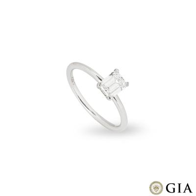 White Gold Emerald Cut Diamond Ring 0.81ct H/VVS2