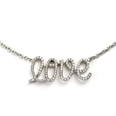 <p>18ct White Gold Diamond Love Necklace 0.36ct Total</p>
