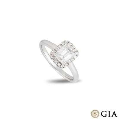 White Gold Emerald Cut Diamond Ring 1.07ct F/IF