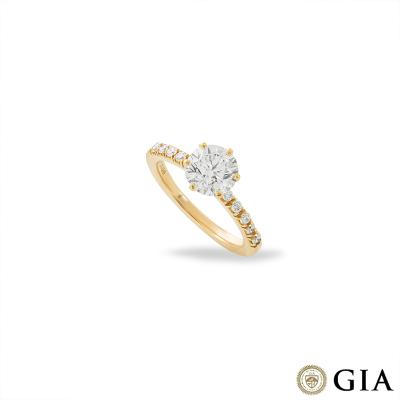 Yellow Gold Round Brilliant Cut Diamond Ring 1.57ct G/VS2