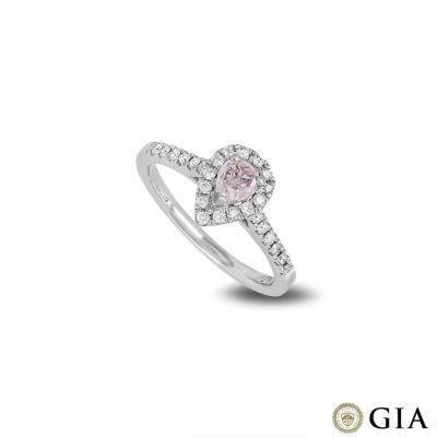 White Gold Fancy Light Purplish Pink Pear Cut Diamond Ring 0.31ct