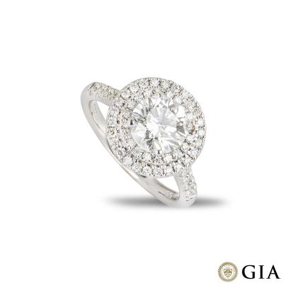 White Gold Round Brilliant Cut Diamond Ring 1.58ct Faint Yellow-Green/VS2