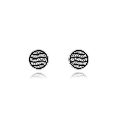 White Gold Diamond & Enamel Cufflinks