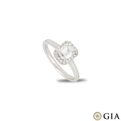 White Gold Emerald Cut Diamond Ring 0.74ct D/VS2