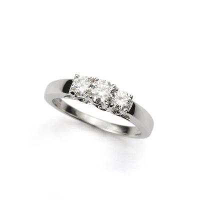  White Gold Round Brilliant Cut Three Stone Ring 
