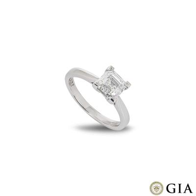 18k White Gold Asscher Cut Diamond Ring 1.58ct G/VS1