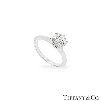 Tiffany & Co. Platinum Round Brilliant Cut Diamond Setting Ring 1.09ct D/IF 