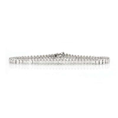 18k White Gold Round Brilliant Cut Diamond Set Line Bracelet 3.60ct