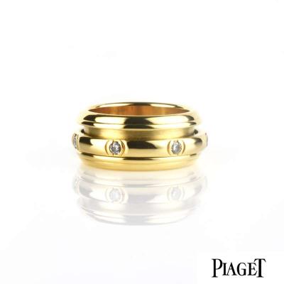 Piaget 18k Yellow Gold Diamond Set Possession Ring Size 52