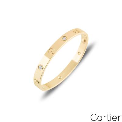 Cartier Yellow Gold Half Diamond Love Bracelet Size 16 B6035916