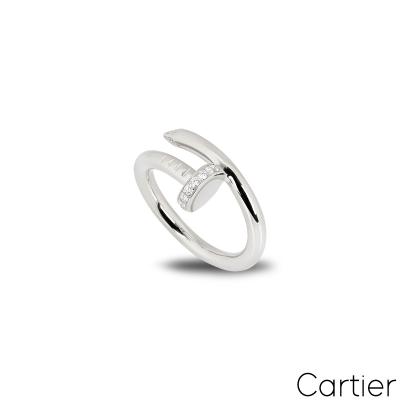 Cartier White Gold Diamond Juste Un Clou Ring Size 50 B4092700