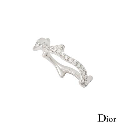 <p>Dior 18k White Gold Diamond Set Bois de Rose Ring B&P JBAR95007</p>
