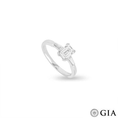 White Gold Emerald Cut Diamond Ring 1.18ct G/VVS2