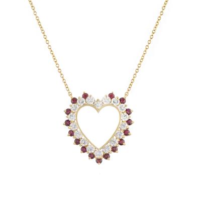 <p>18k Yellow Gold Ruby & Diamond Heart Necklace</p>
