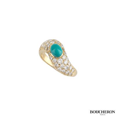 Boucheron Yellow Gold Turquoise & Diamond Dress Ring