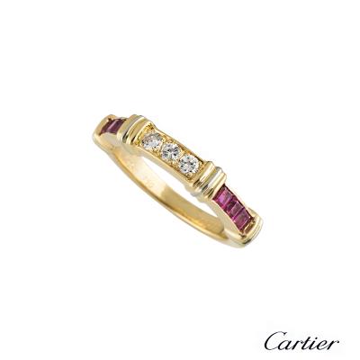 <p>Cartier 18k Yellow Gold Ruby &amp; Diamond Ring</p>
