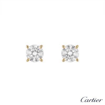 <p>Cartier 18k Yellow Gold Diamond Earrings 0.52ct B&P N8515069</p>
