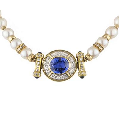 18k Yellow Gold Sapphire, Pearl & Diamond Choker?