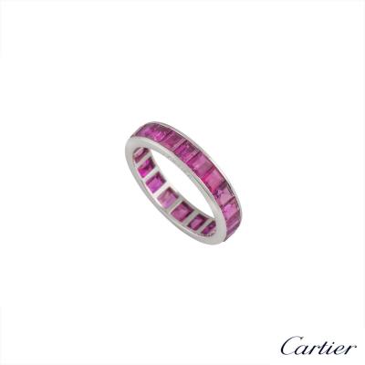 Cartier 18k White Gold Ruby Full Eternity Ring 3.10ct