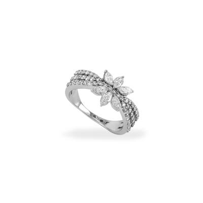 White Gold Diamond Floral Dress Ring 