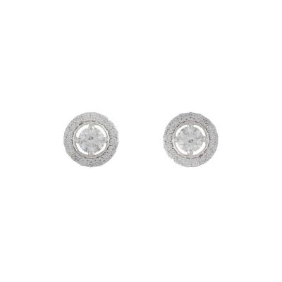 <p>18k White Gold Diamond Halo Earrings 1.33ct</p>
